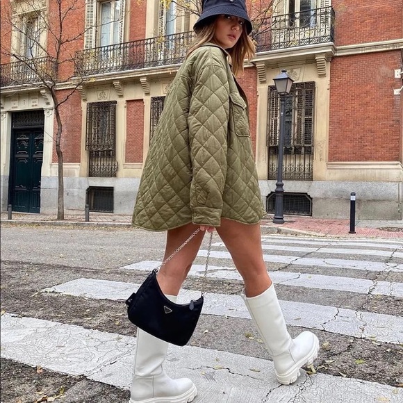 Anthropologie Joie Quilted Utility Barn Shacket Olive Green - Picture 1 of 6